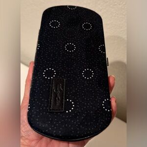 thirty-one Black Wallet Case with White Polka Dot Circles